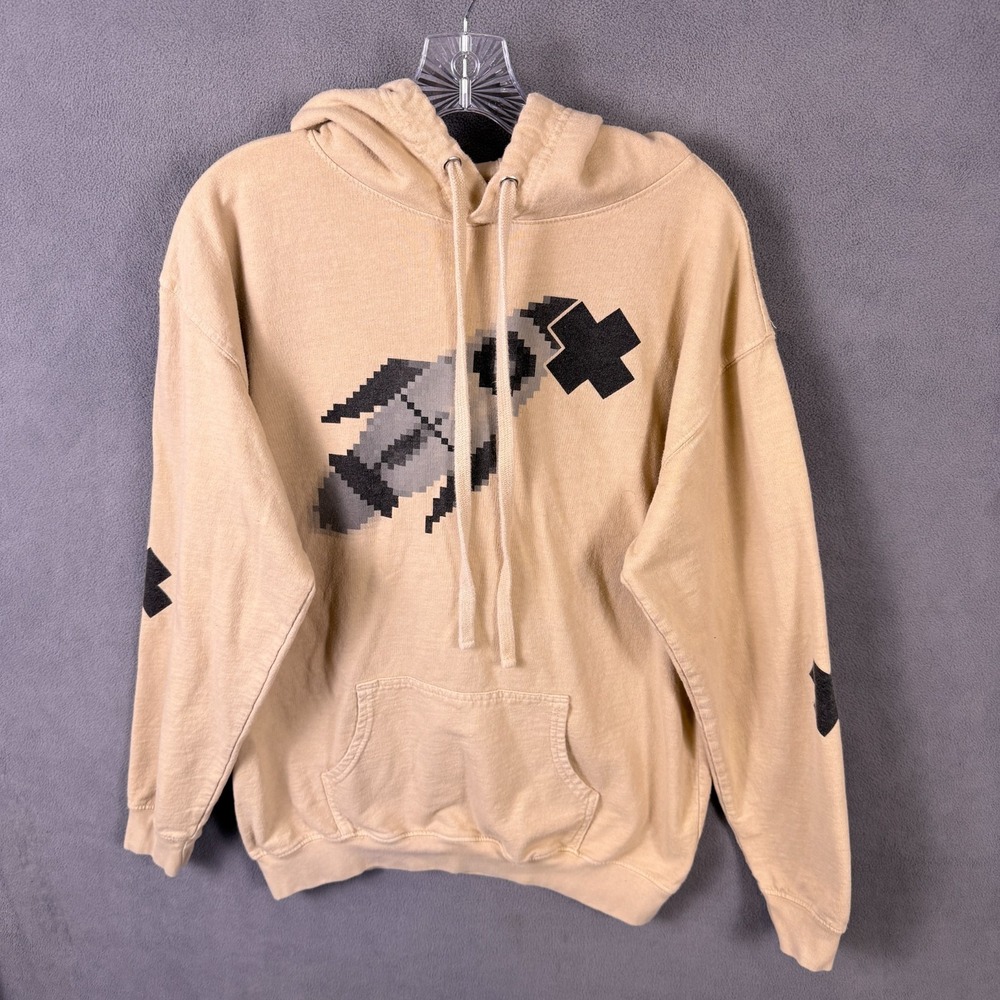 Gamestop Hoodie Mens Small Sweatshirt Gamer Work Rocket Logo Pixel Art RARE